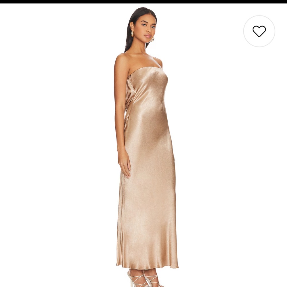 Elegant Strapless Satin Dress - Gold